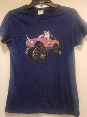 Navy Unicorn Monster Truck Graphic Tee